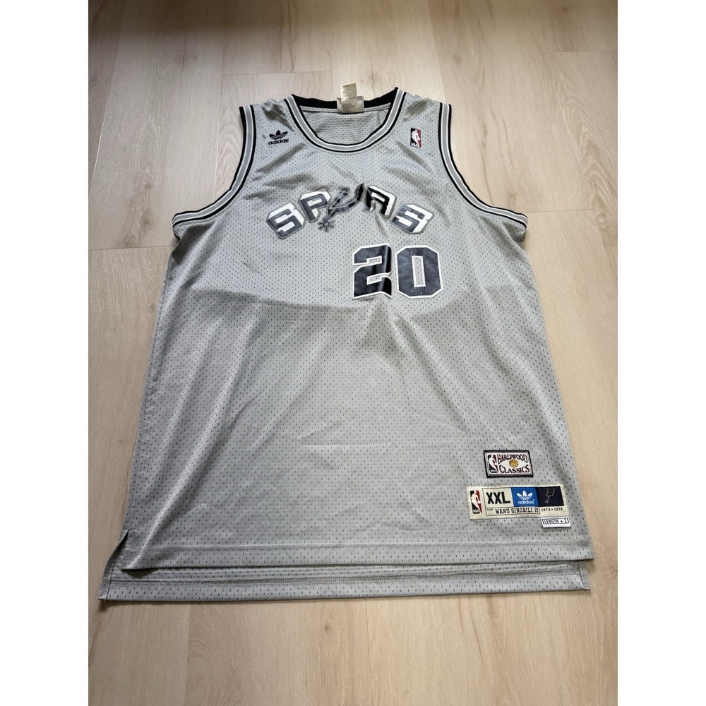 San Antonio Spurs Hardwood Classics Ginobili #20 Black Gray NBA Jersey Men's 2XL